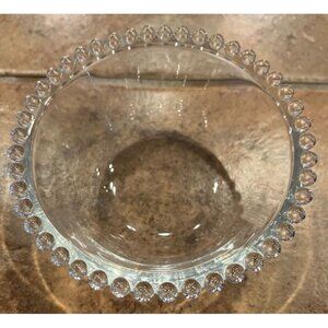 Vintage Clear Glass Bowl With Decorative Beaded Rim